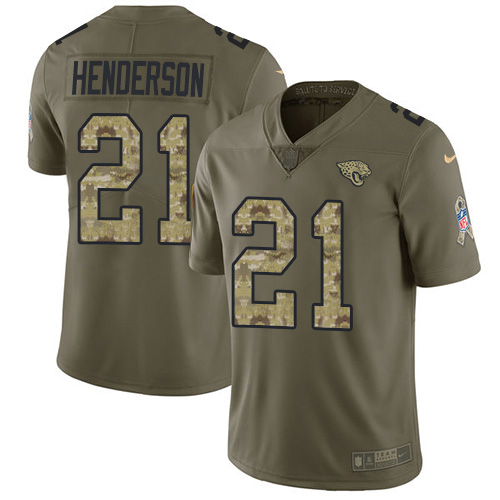 Jacksonville Jaguars #21 C.J. Henderson Olive Camo Youth Stitched NFL Limited 2017 Salute To Service Jersey->youth nfl jersey->Youth Jersey
